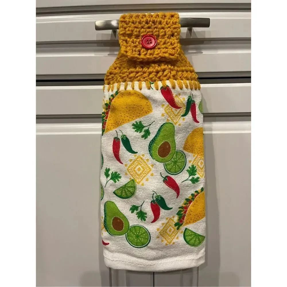 Crochet Top Kitchen Towel- Mexican Food Theme